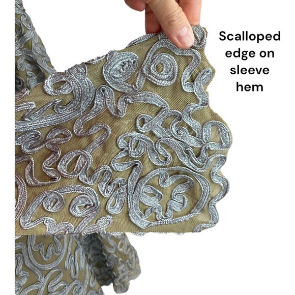 Sundance Pure Elegance Applique Shift Dress in Tan and Grey Size 6 - Picture 8 of 8